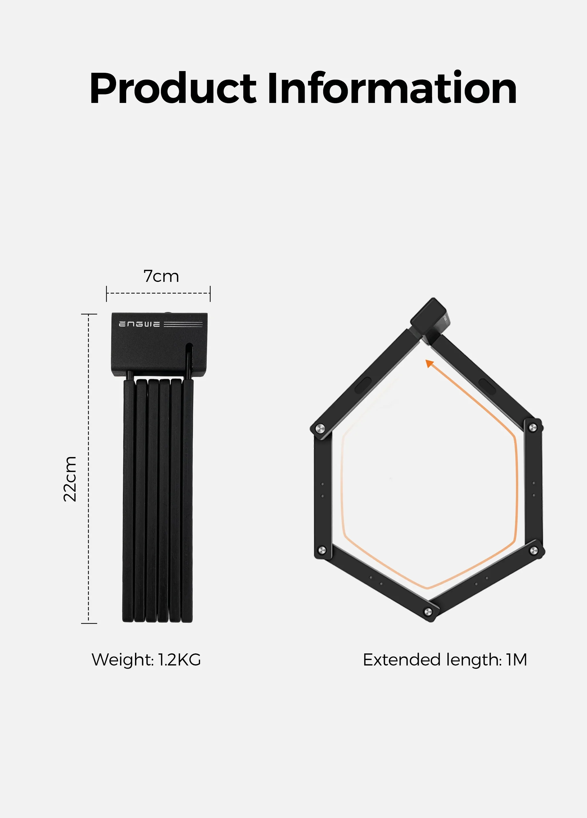 Πτυσσόμενη κλειδαριά ποδηλάτου engwe