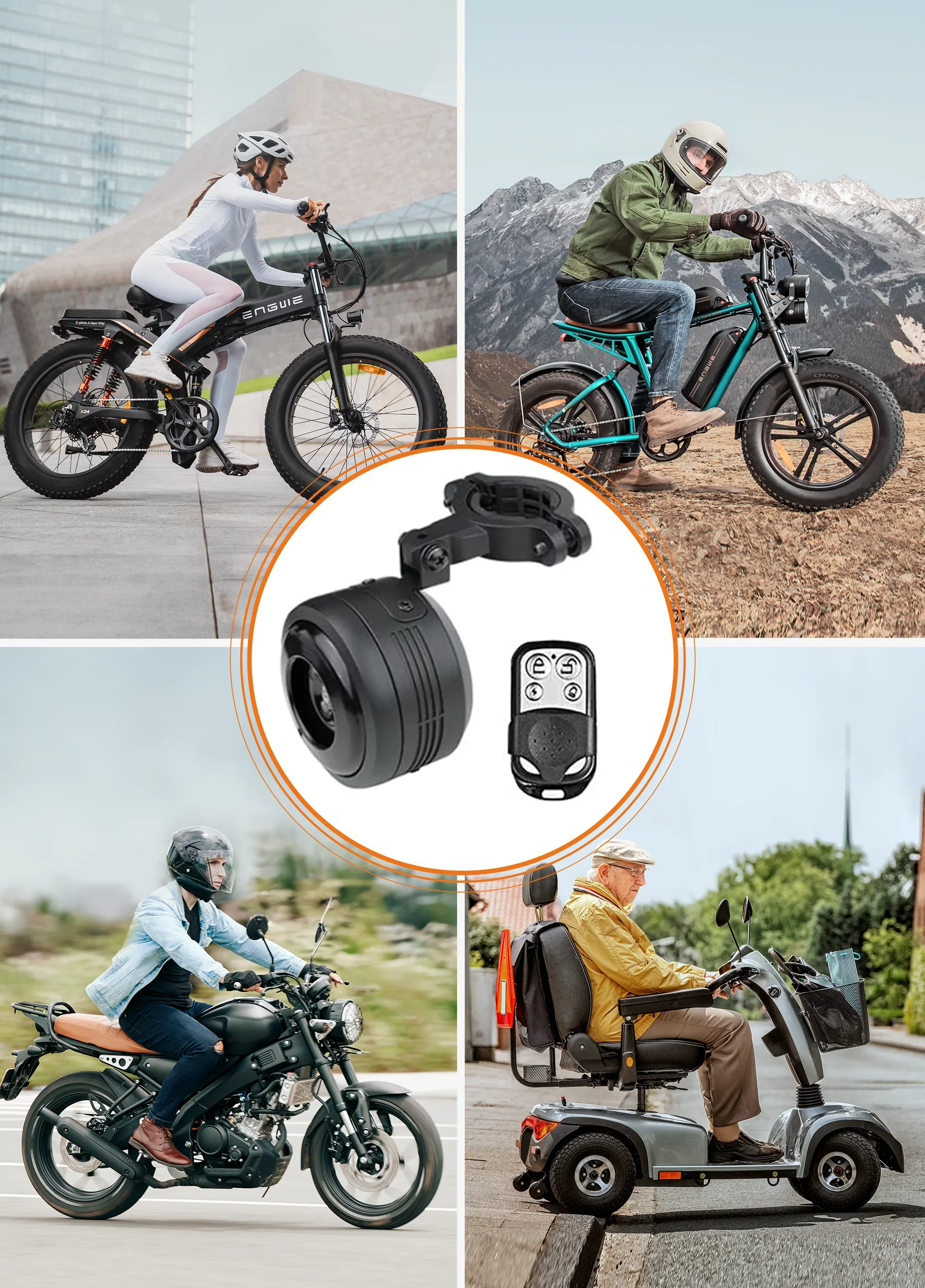 Αδιάβροχος Αντικλεπτικός Συναγερμός δόνησης με επαναφορτιζόμενη λειτουργία usb